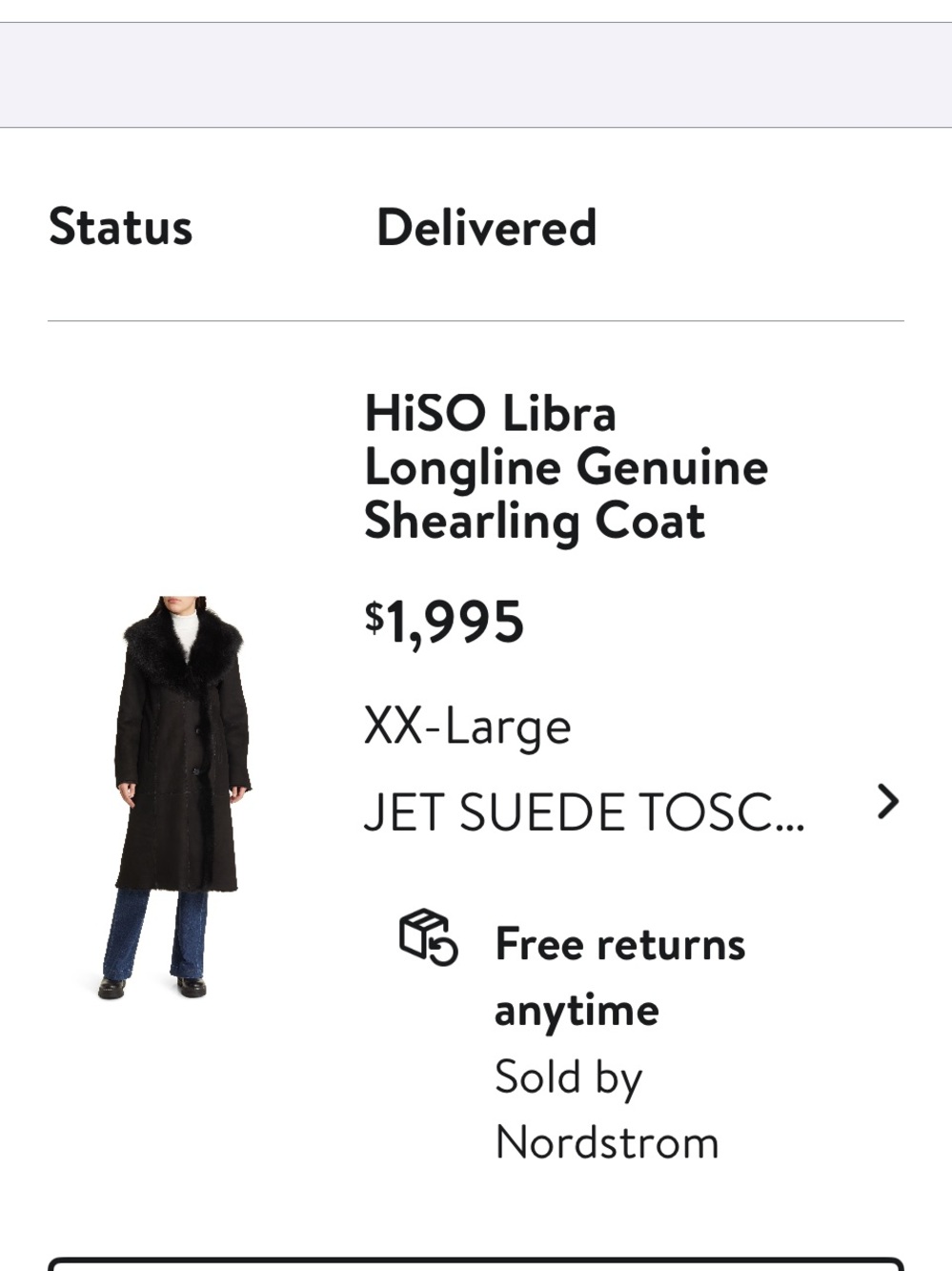 HiSO Libra Longline Genuine Lambskin Shearling Coat – Black – XXL